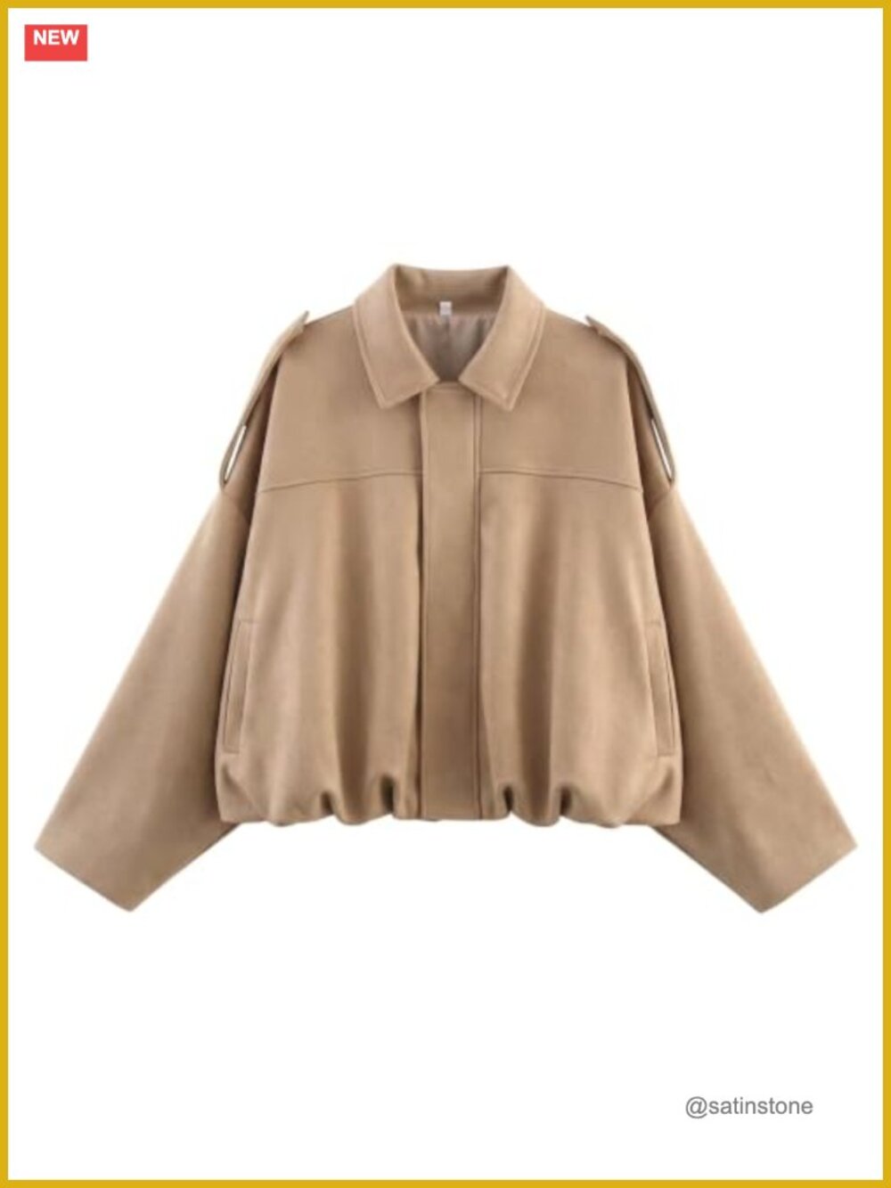 Faux Suede Bomber Jacket Oversized Cropped Batwing Sleeve Fall Winter Coat
